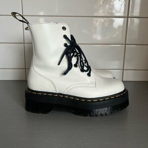 Dr. Martens Jadon Leather White and Black Platform Boots